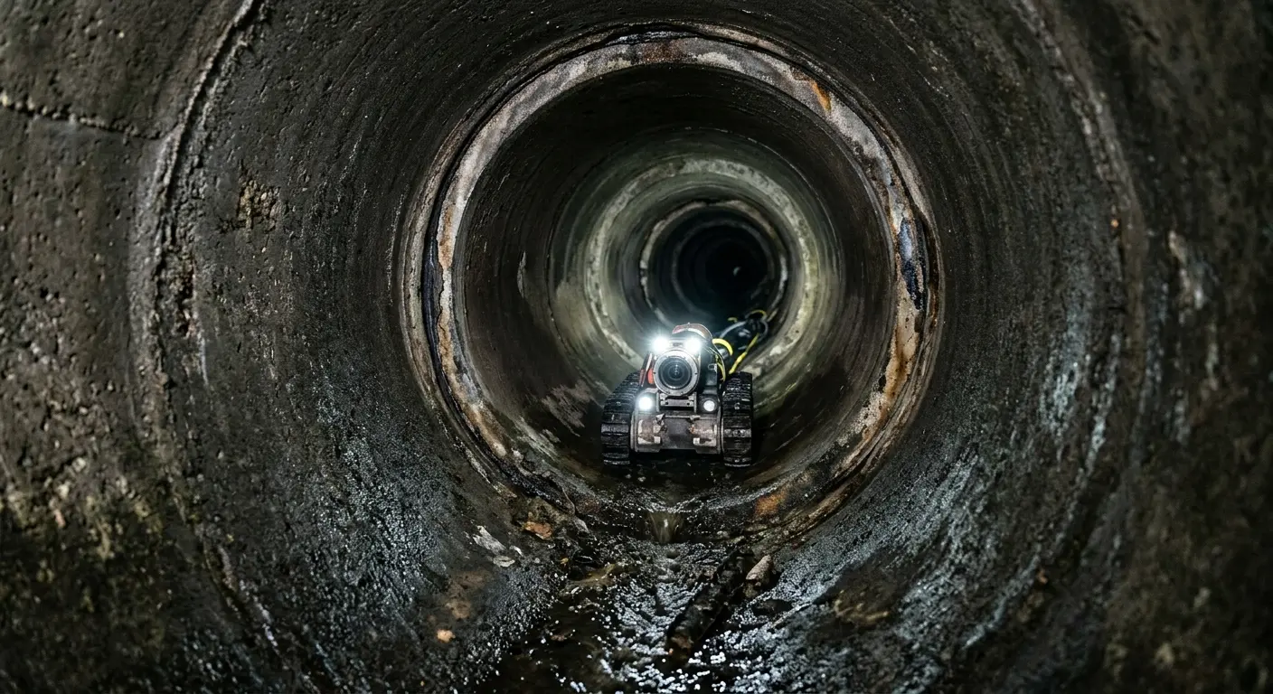 Robotic sewer camera inspecting pipe interior for Drain Snake Service in Clarendon Hills